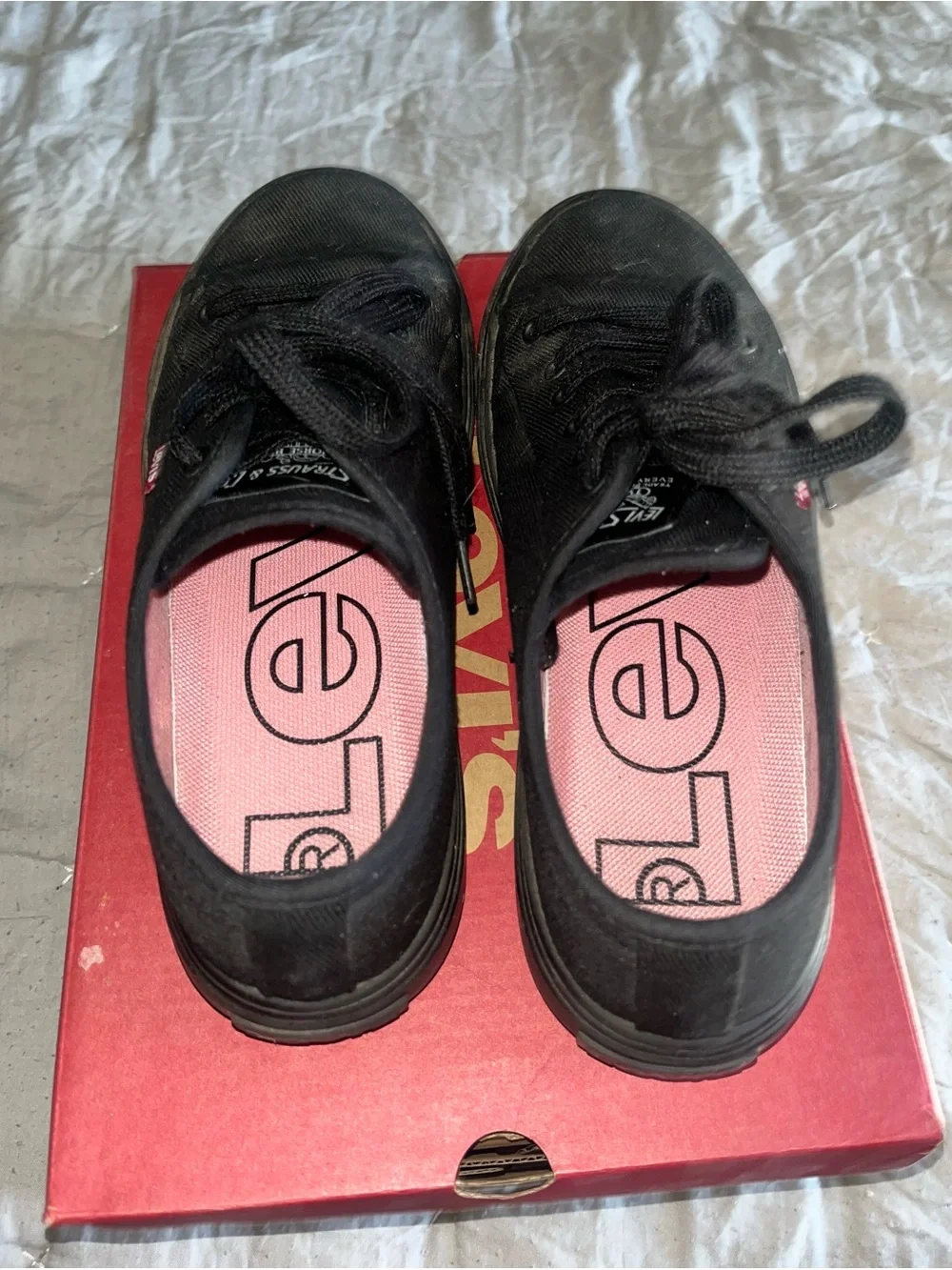 Levi's Women's Black Canvas Sneakers with Pink Lining